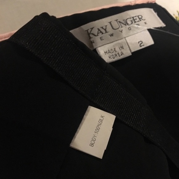 Kay Unger black strapless silk pink trim ruffle dress *shop@iamwarrior - Picture 10 of 11